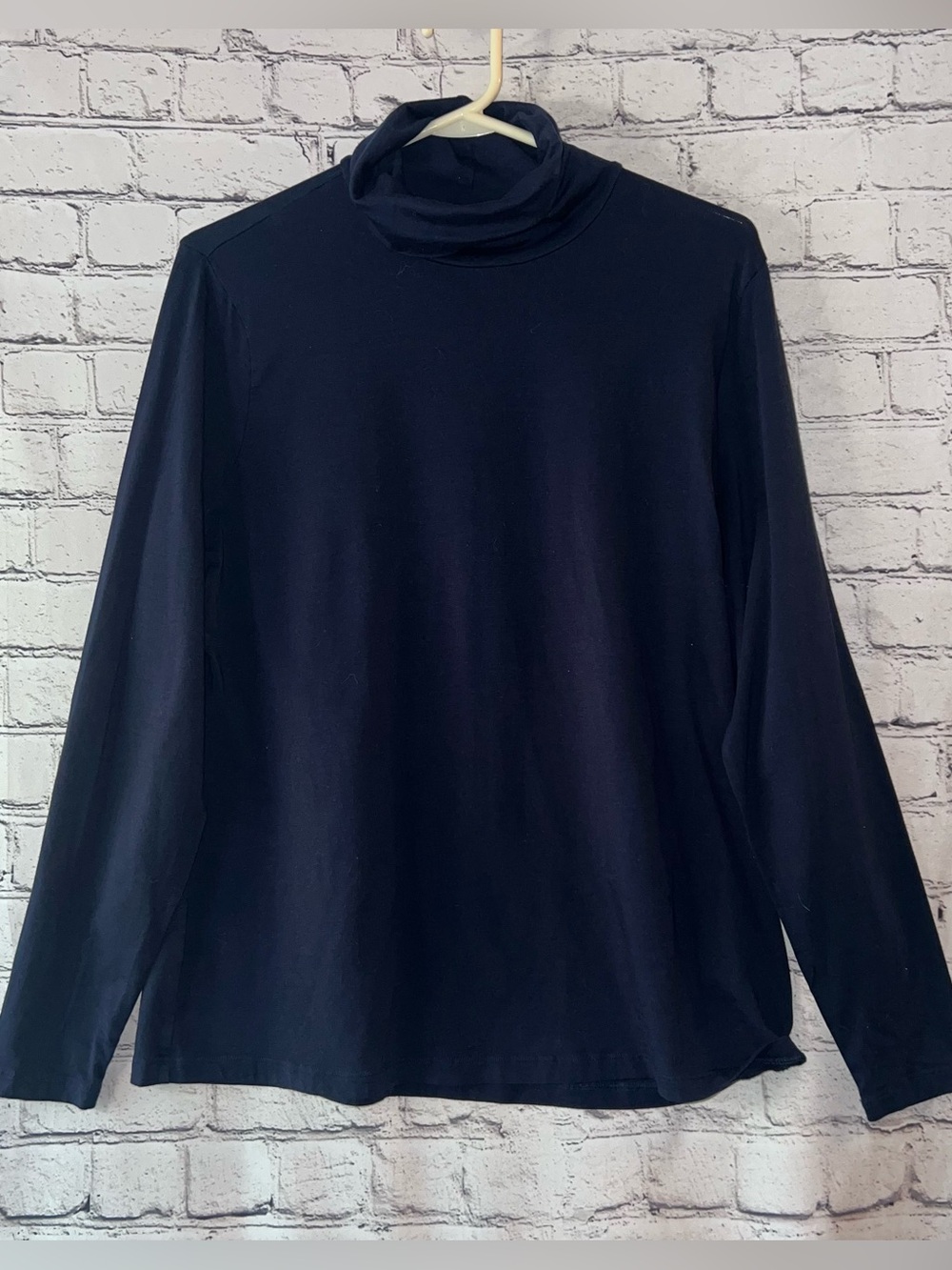 Lands End Shaped Fit Long Sleeve Navy Blue Turtleneck Size Large